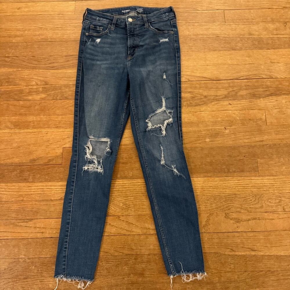 Old Navy Rockstar Super Skinny high rise distressed jeans pants size 0
b41